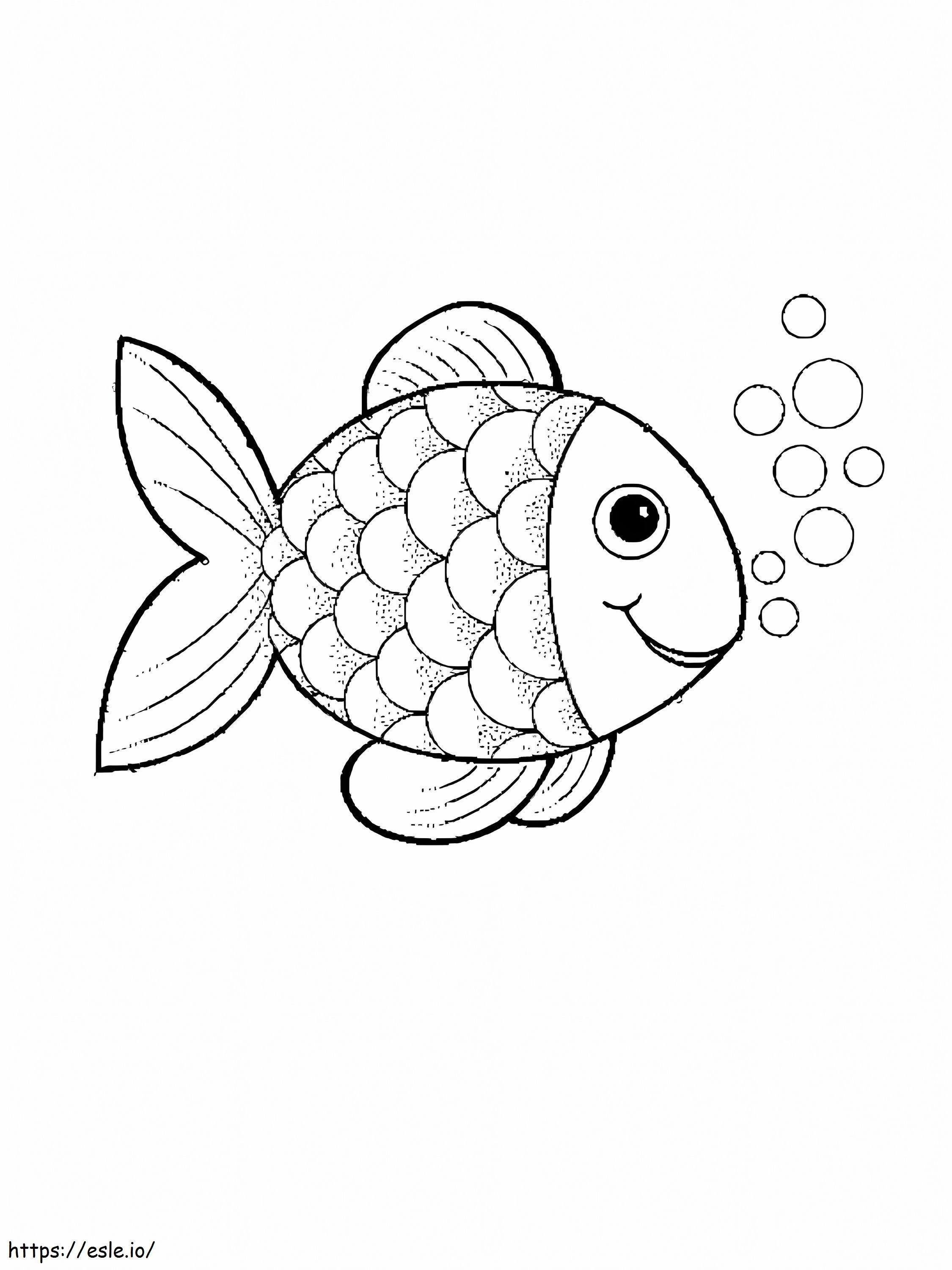 Smiling Rainbow Fish coloring page