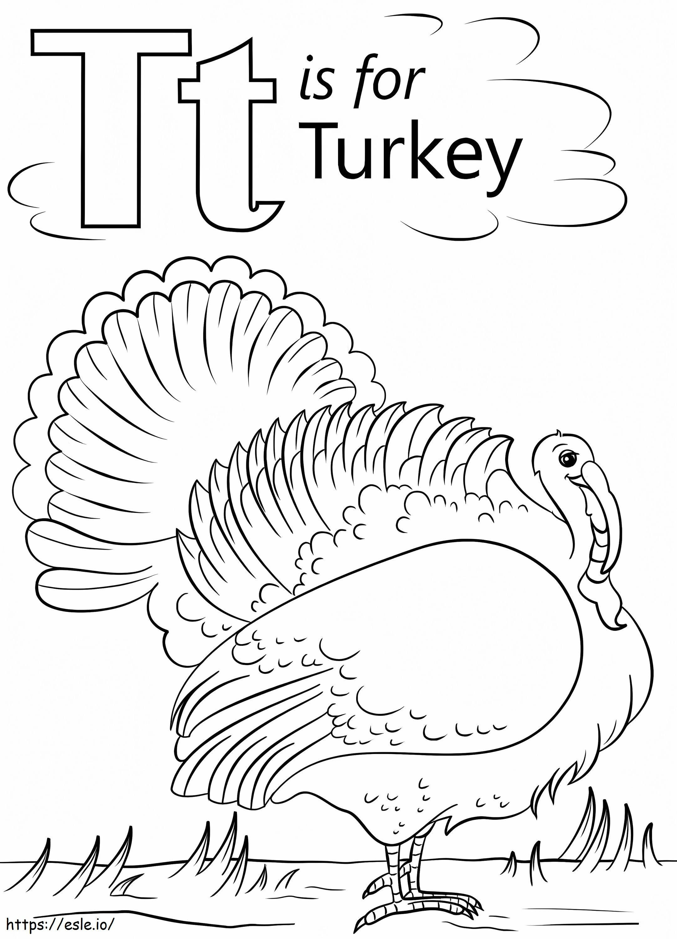 Türkiye Letter T coloring page