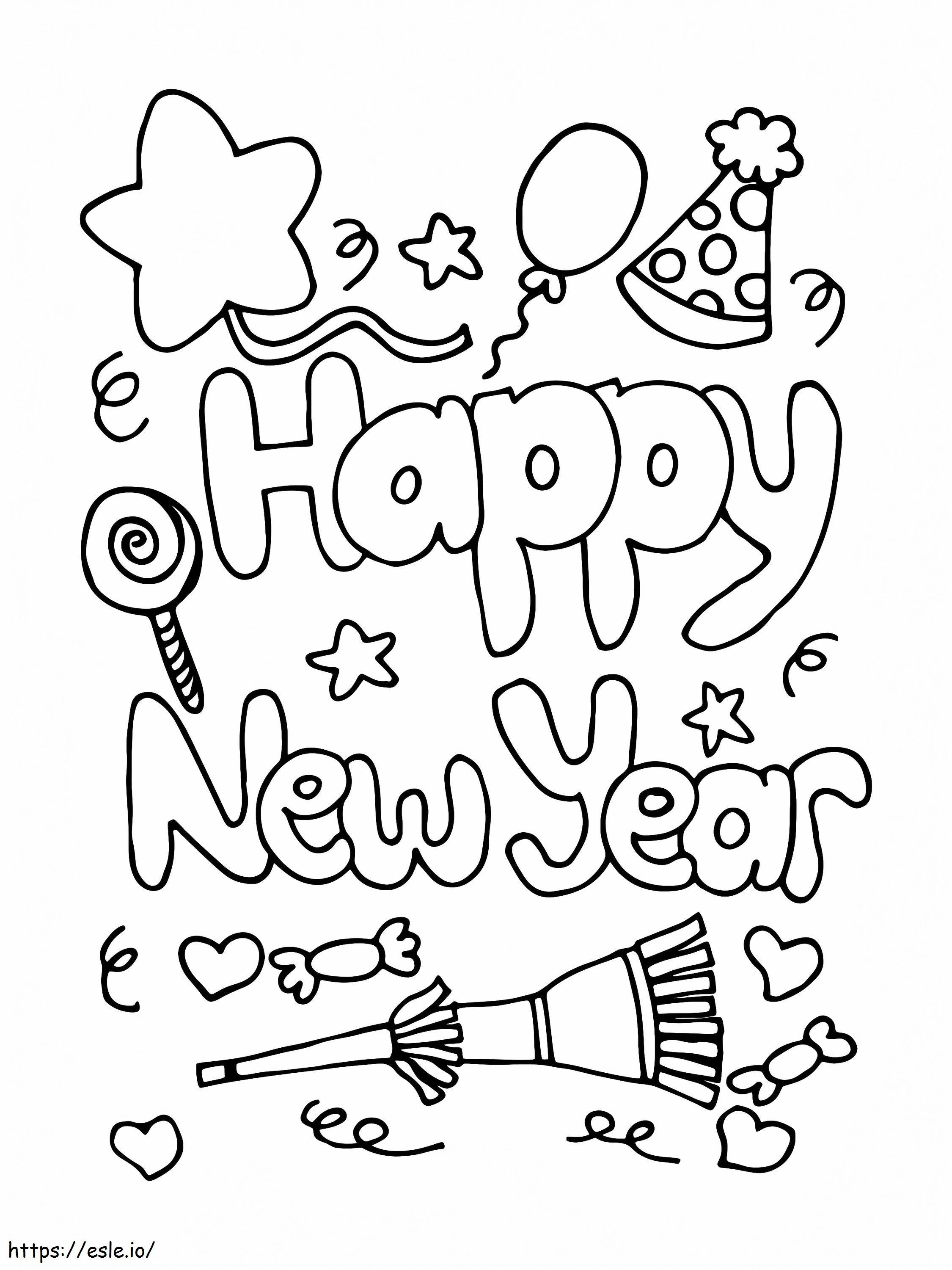 Happy New Year Coloring 4 coloring page