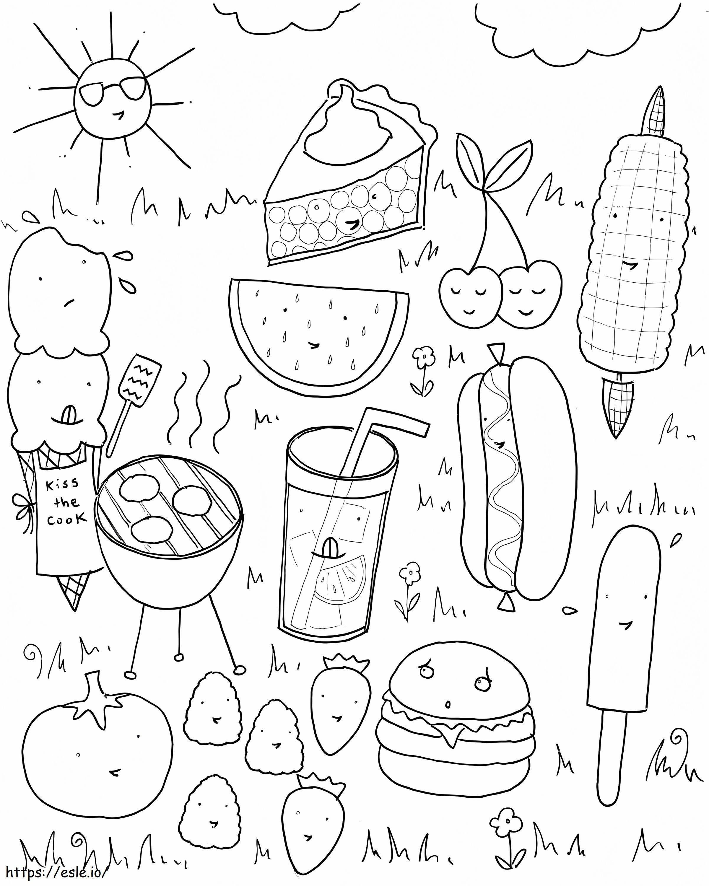 Coloriage Aliments d'été à imprimer dessin
