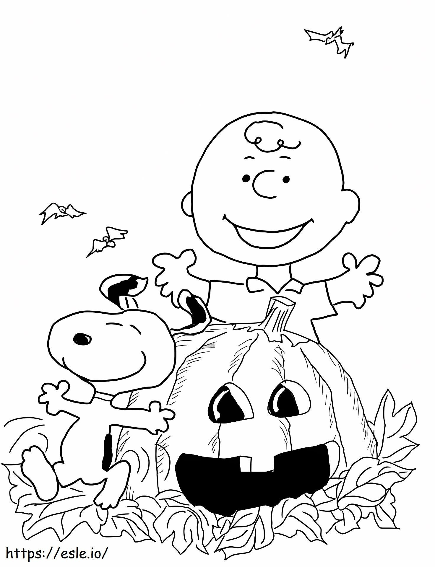 Charlie Y Snoopy Celebran'ın Cadılar Bayramı boyama