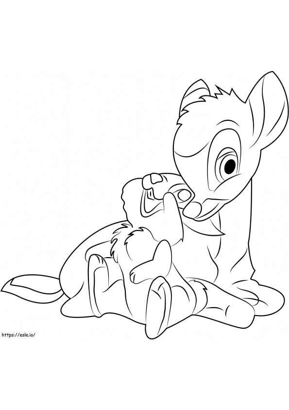 Bambi e Tambor para colorir