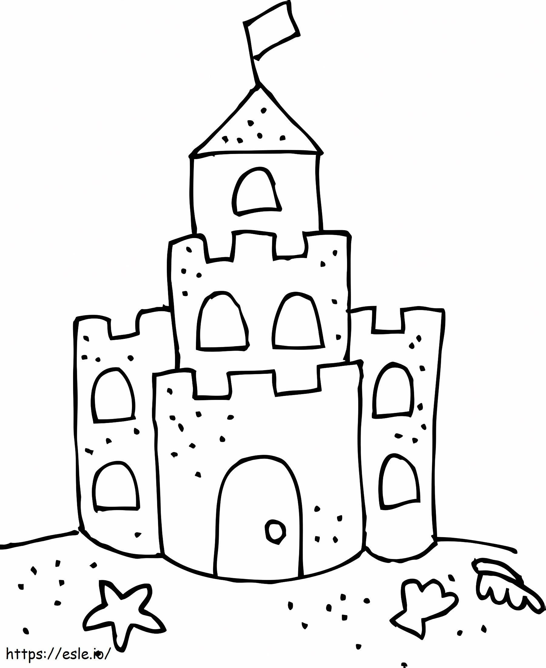 Belo Castelo de Areia para colorir