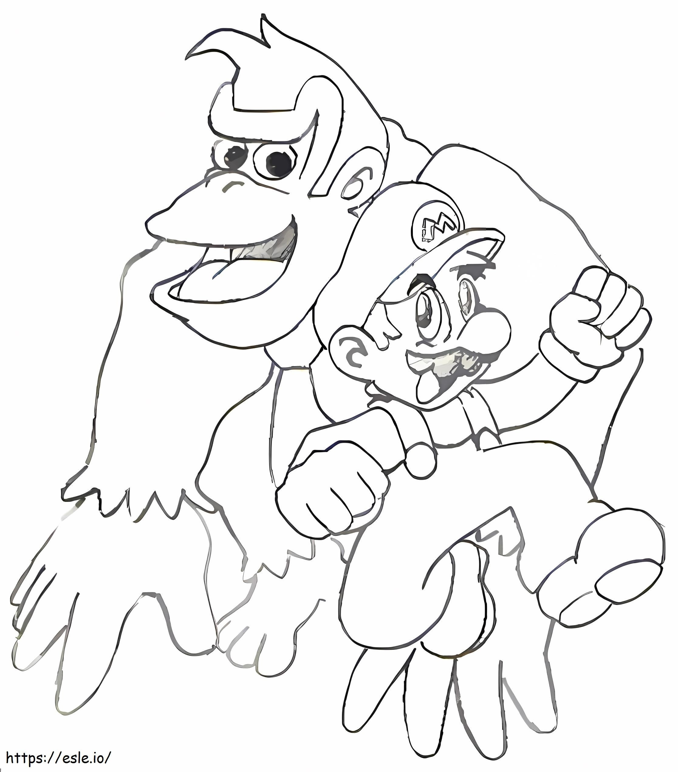 Mario și Donkey Kong de colorat