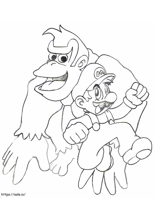 Mario en Donkey Kong kleurplaat