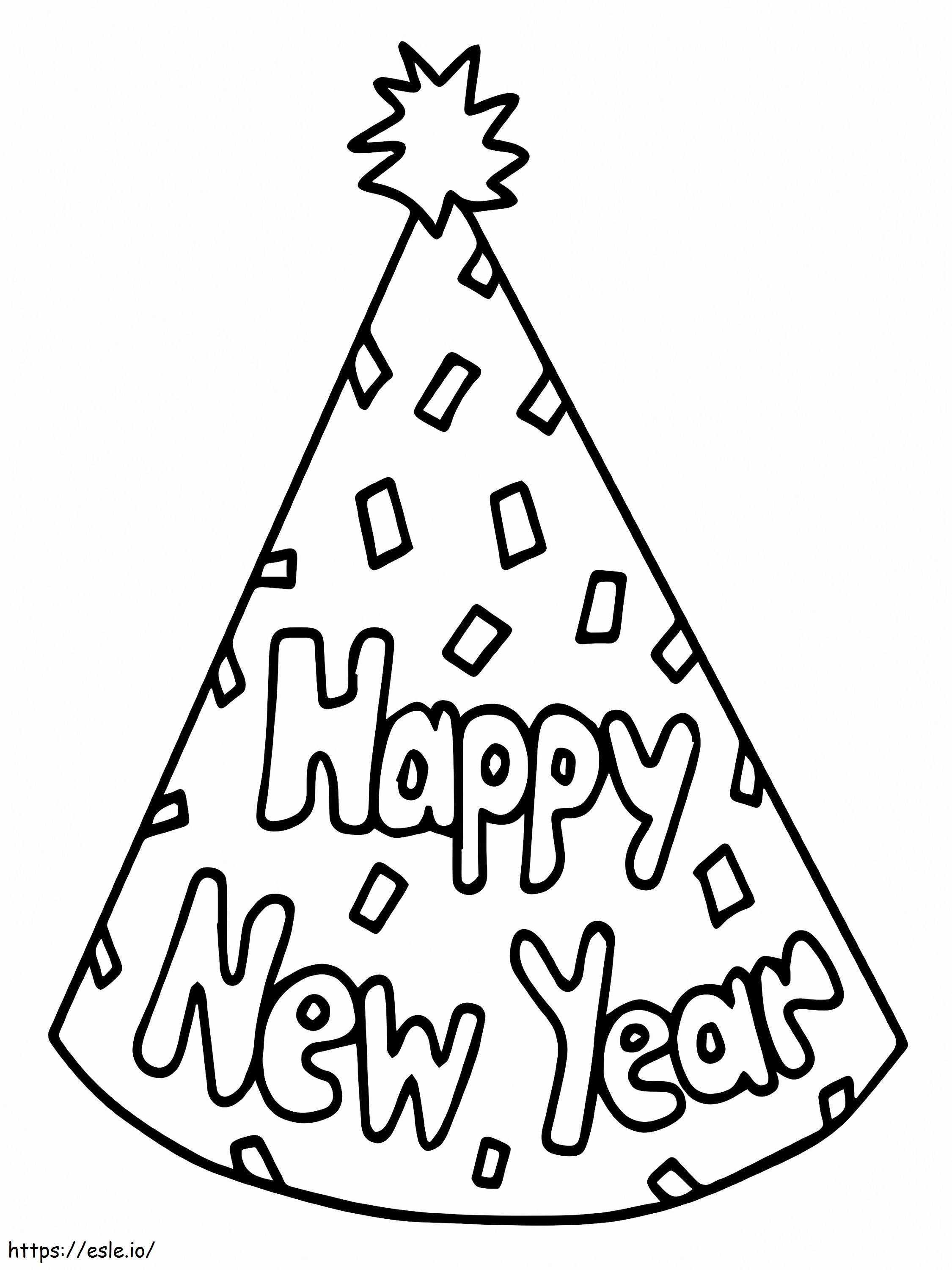 Party Hat Happy New Year Coloring Page coloring page