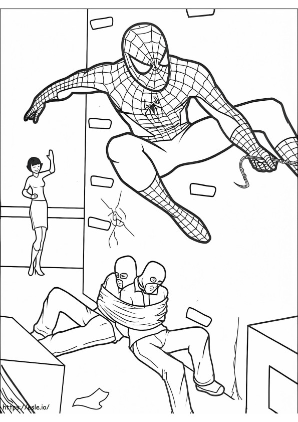 Spiderman Saves The Day coloring page