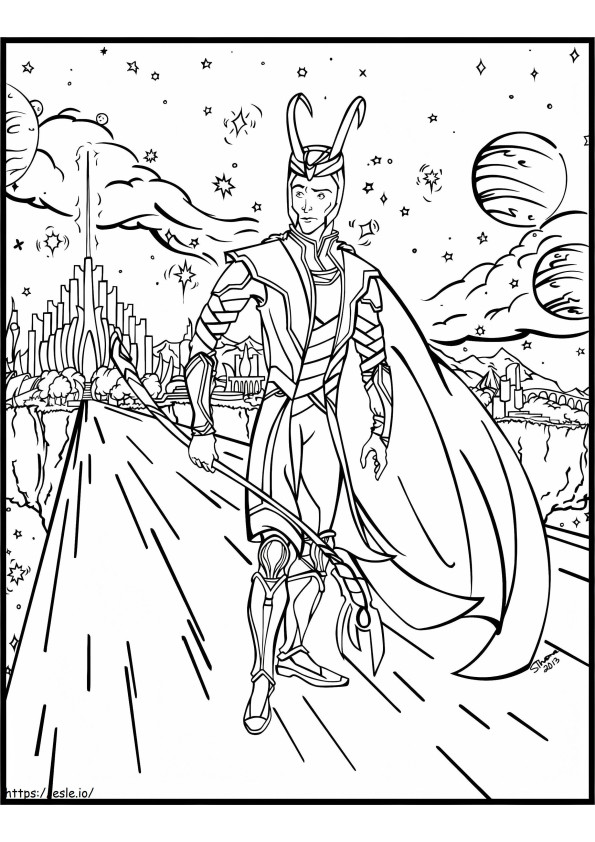 Loki On Bifrost coloring page