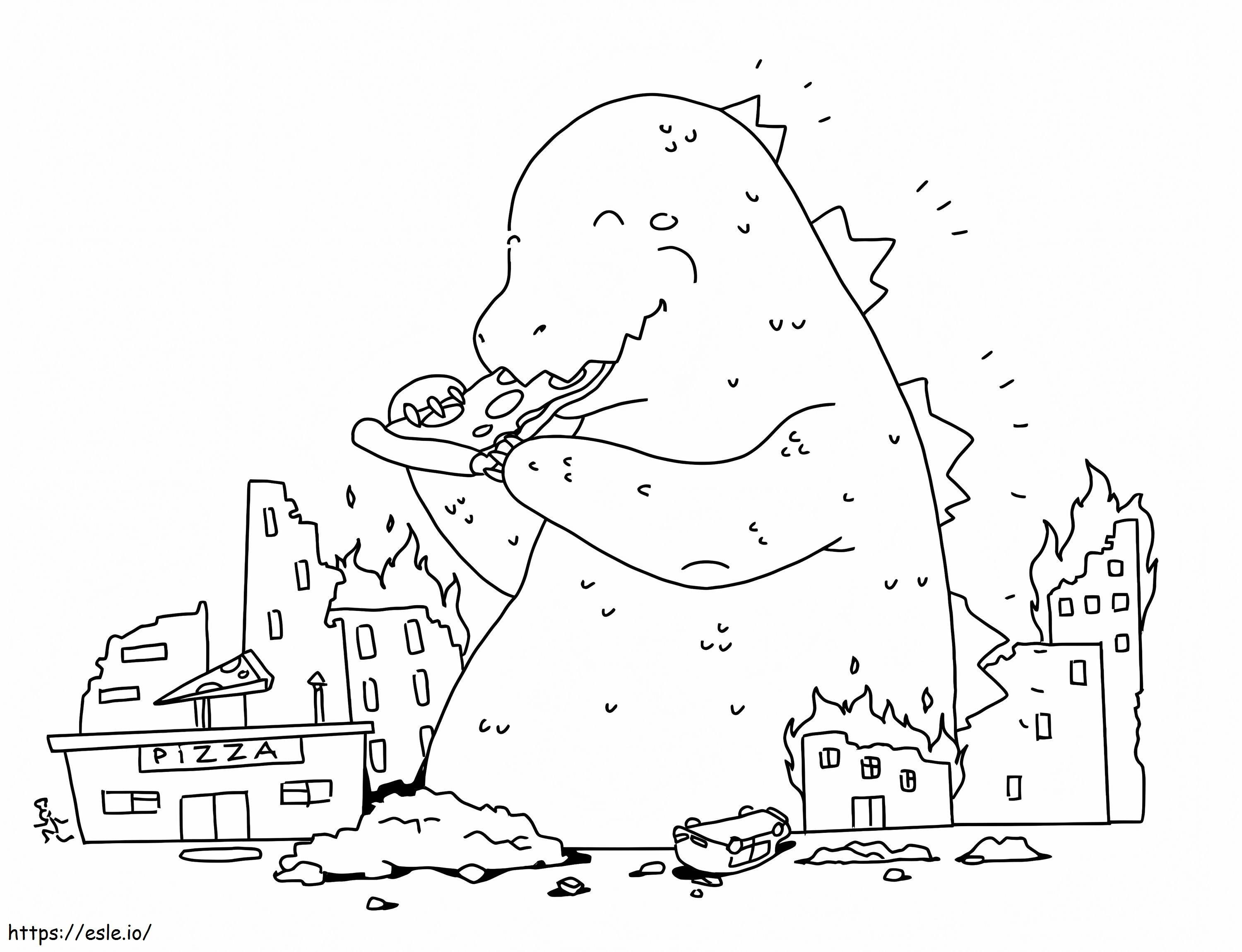 Kawaii Godzilla coloring page