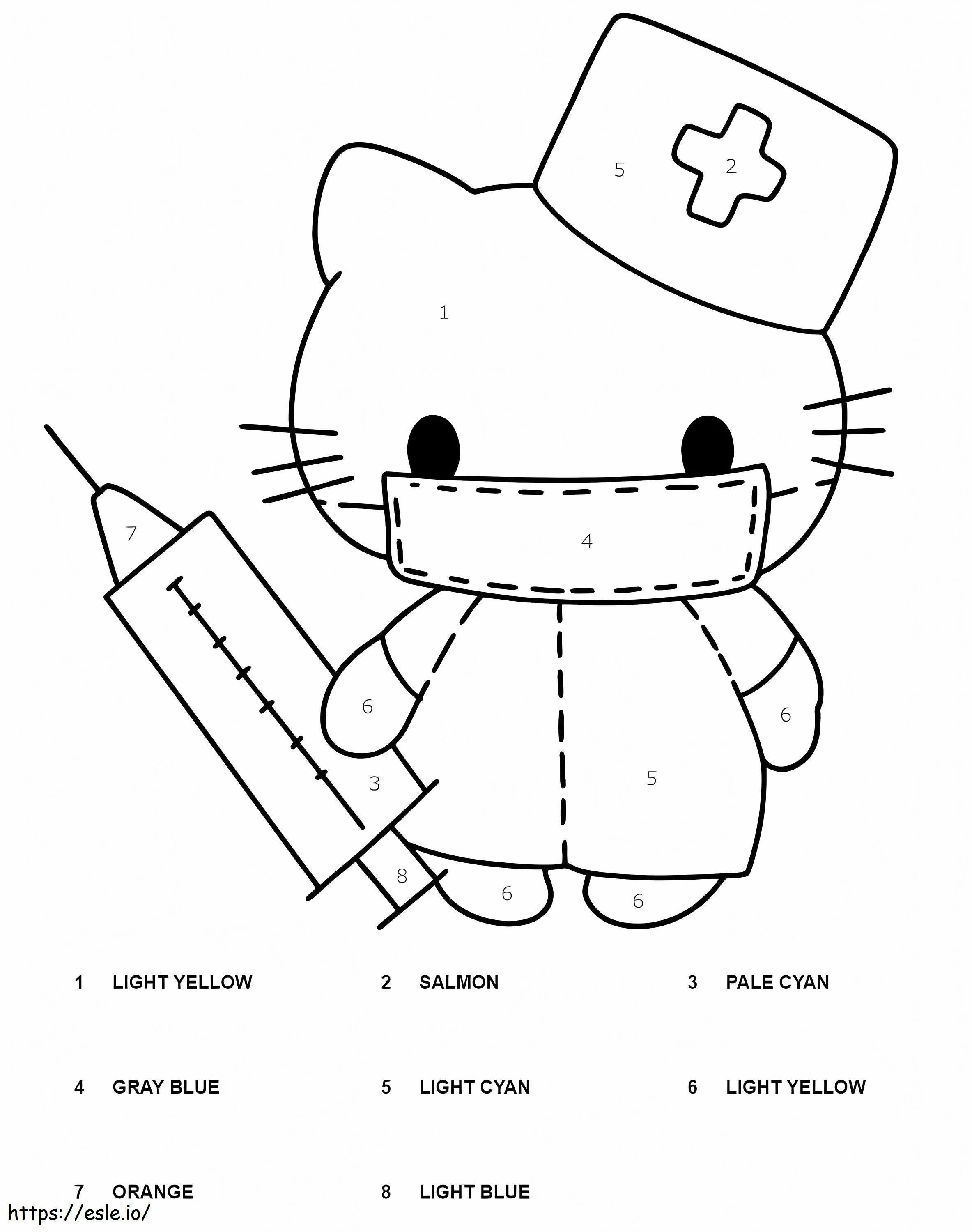 Coloriage Docteur Hello Kitty Couleur Par Numéro à imprimer dessin