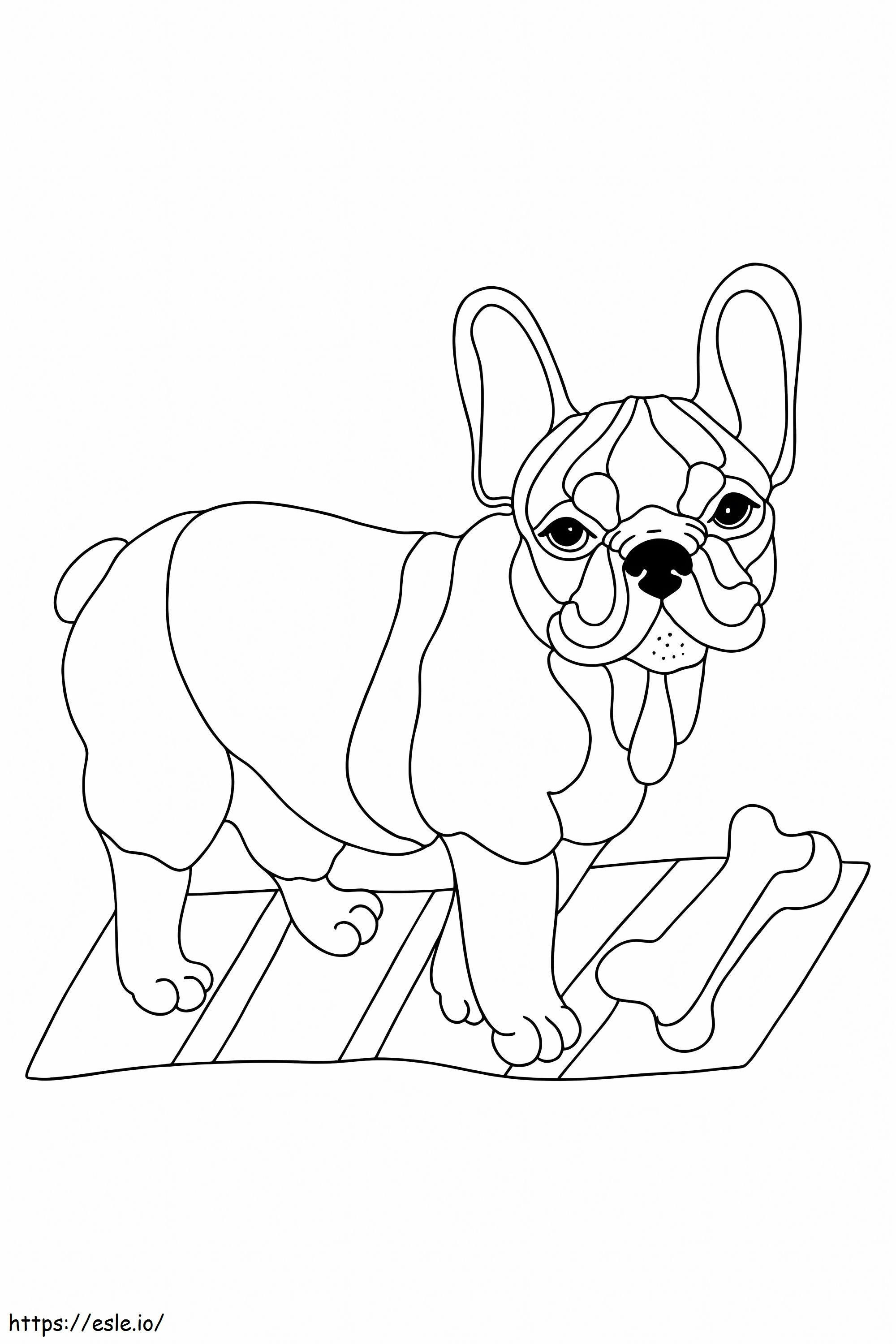 Bulldog With Bone coloring page