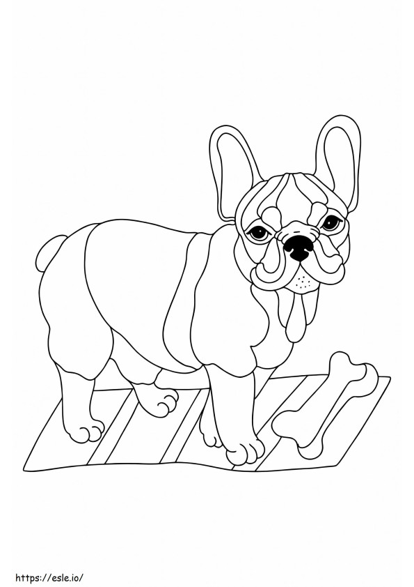 Bulldog com Osso para colorir