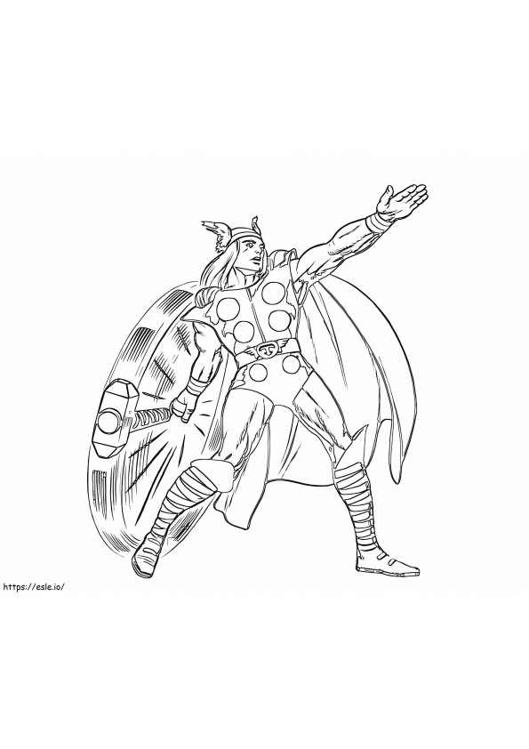 Thor Using Mjolnir coloring page