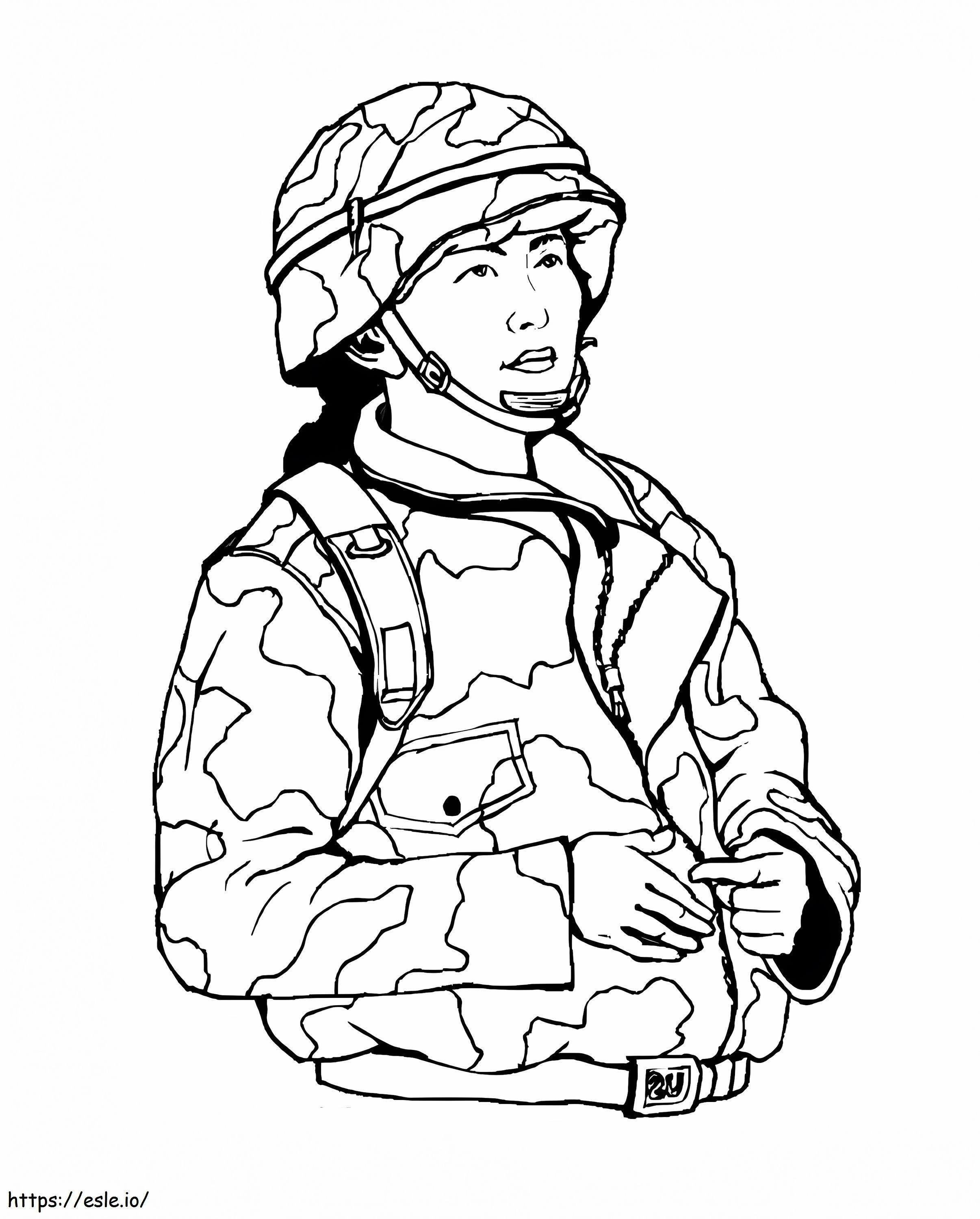 Portrait Of Soldier Girl coloring page