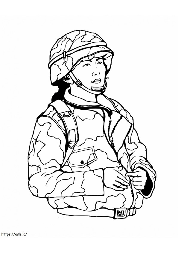 Ritratto della ragazza del soldato da colorare