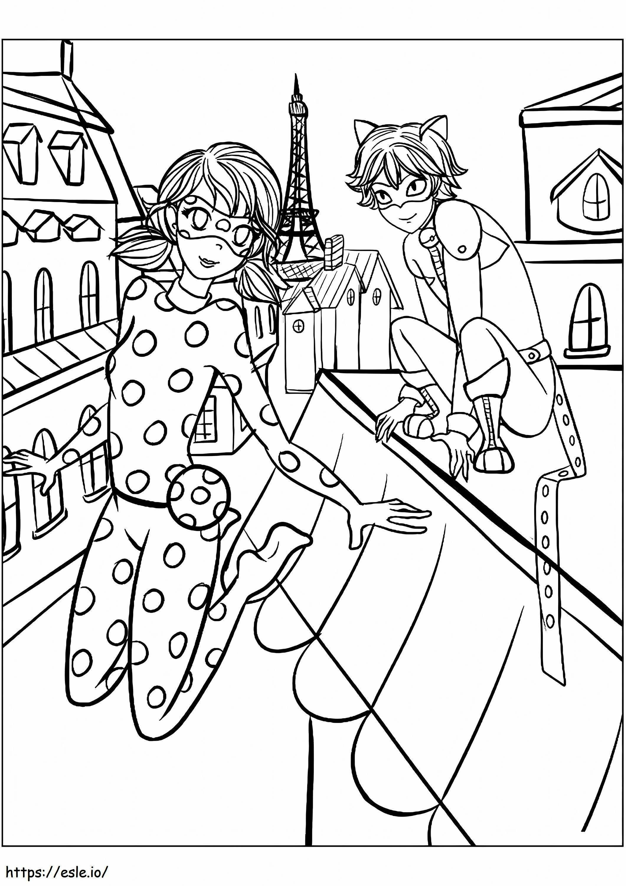Ladybug And Black Cat Drawing coloring page