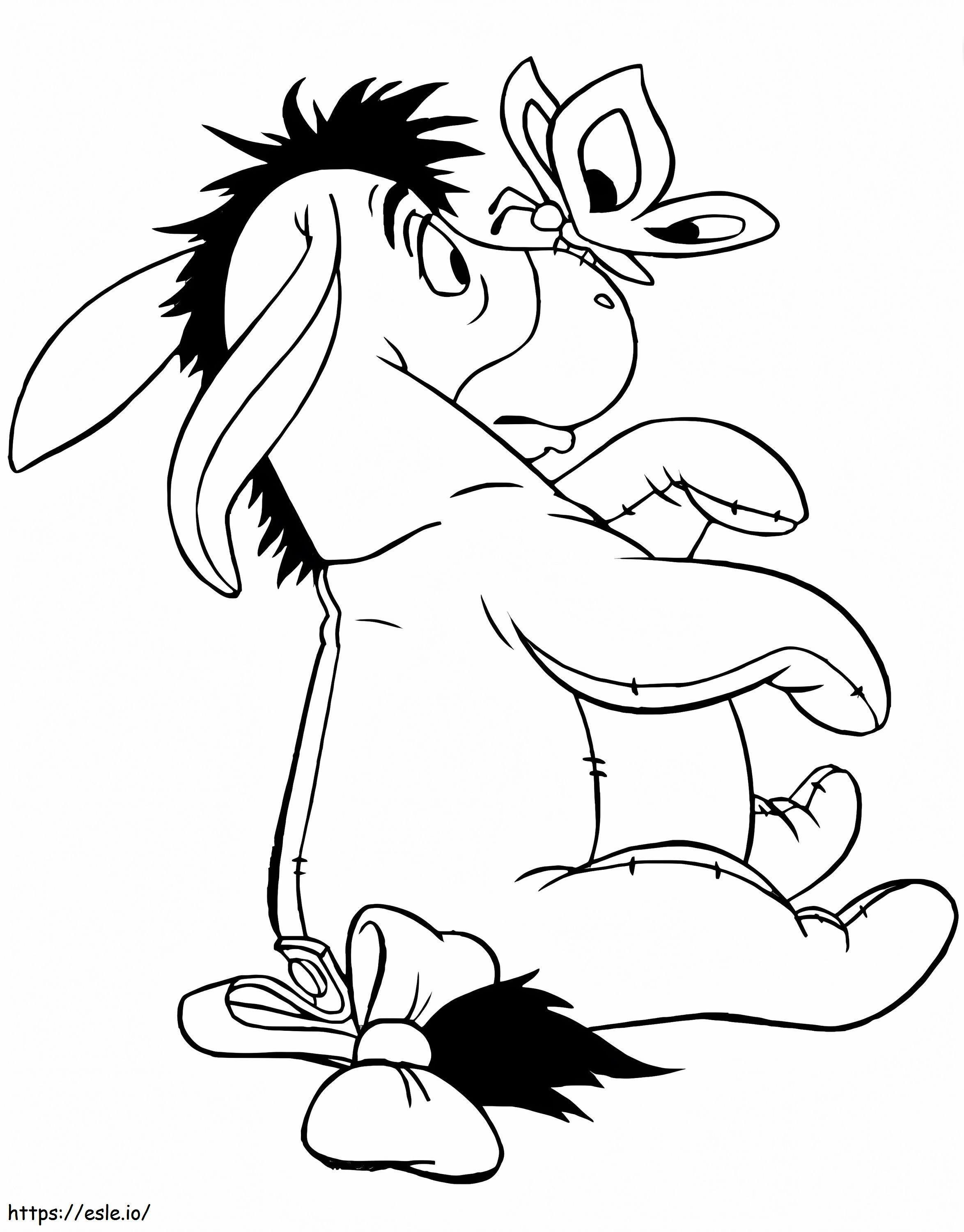 Eeyore With Butterfly Coloring Page