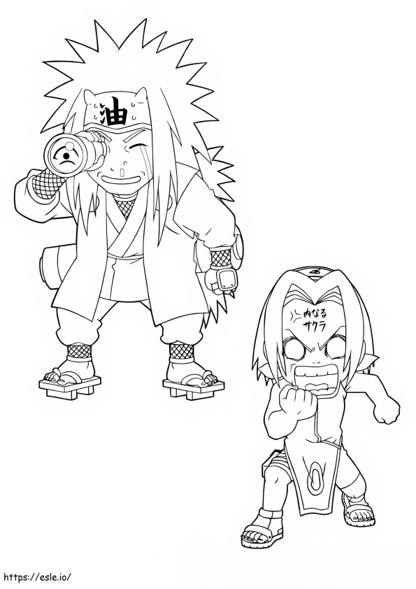 Funny Jiraiya And Angry Sakura coloring page
