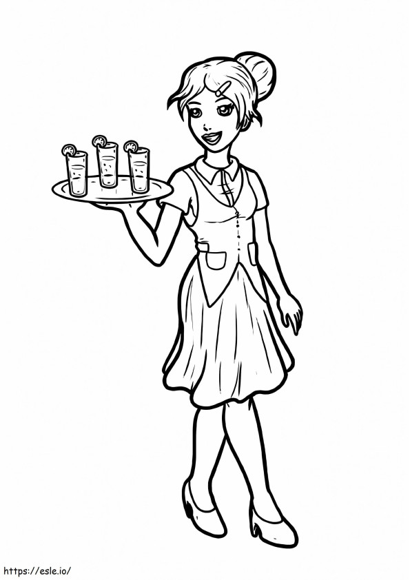 Lovely Waitress coloring page