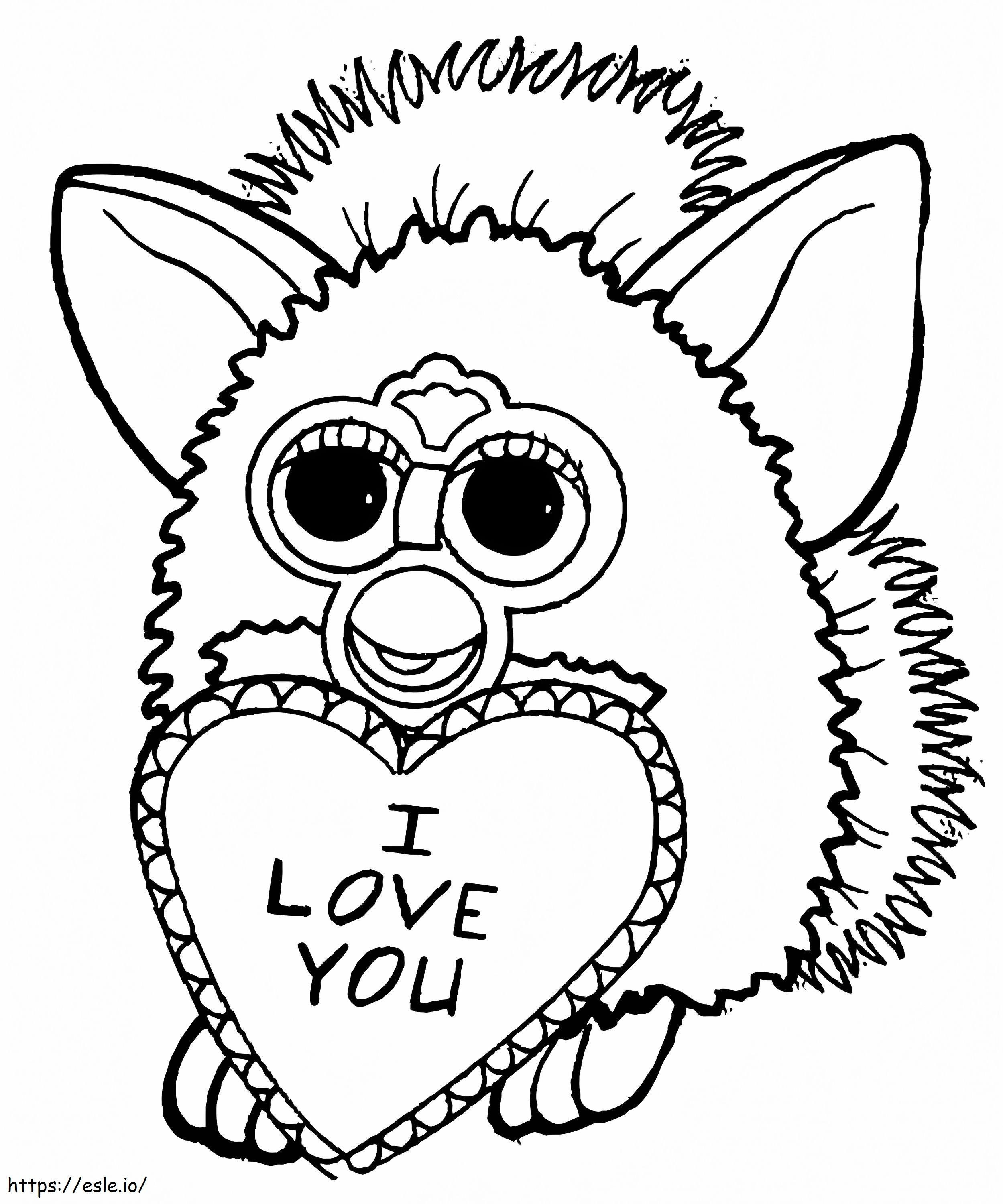 Coloriage Je t'aime Furby à imprimer dessin
