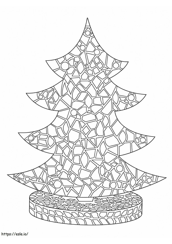 クリスマスツリーのモザイク ぬりえ - 塗り絵