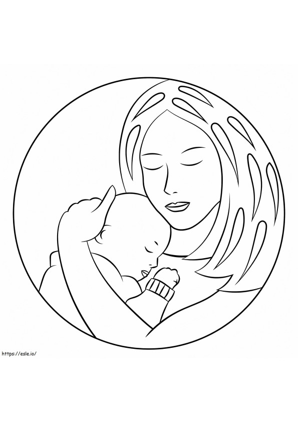 Coloriage Une mère et un bébé à imprimer dessin