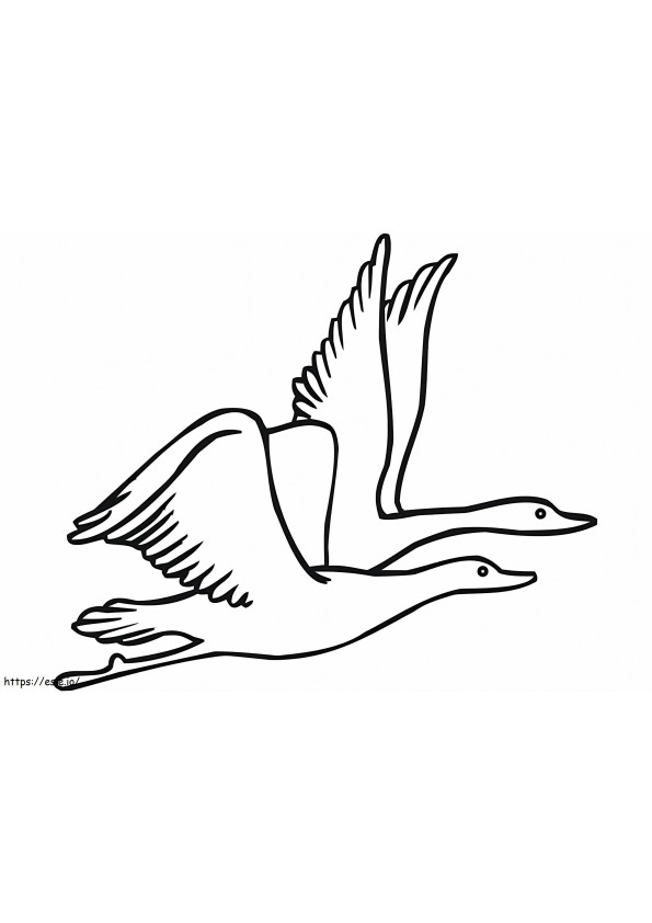 Two Geese Flying coloring page