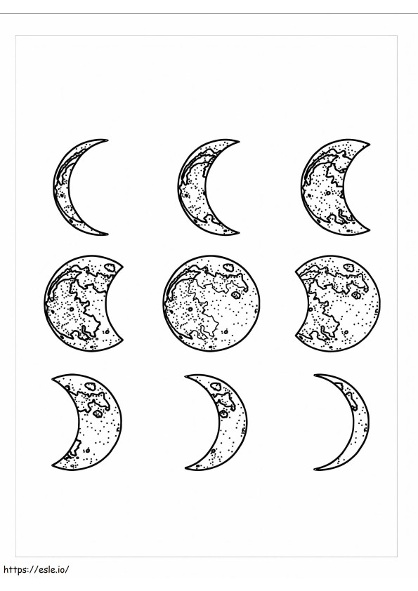 Moon Phases coloring page