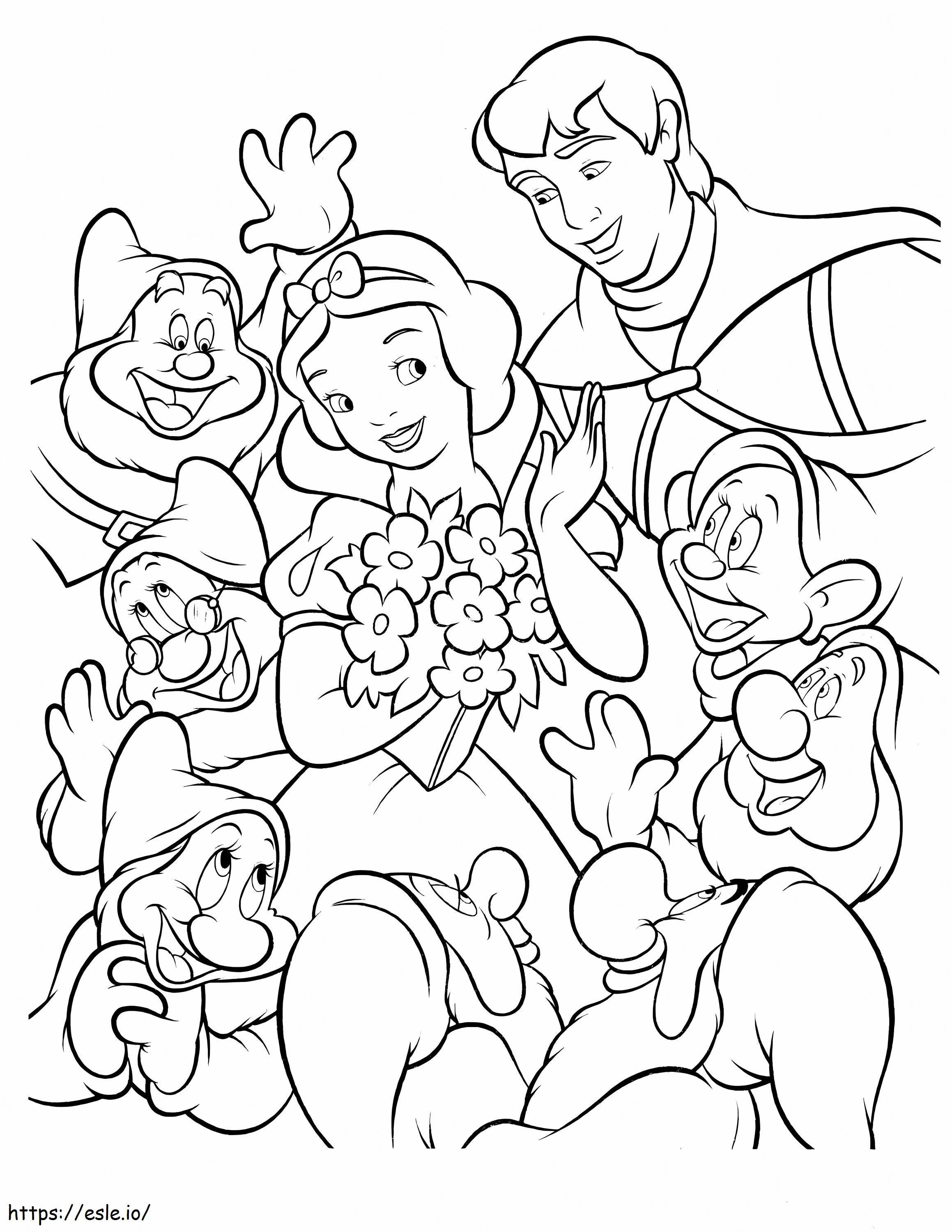 Snow White The Prince And The Seven Dwarfs coloring page