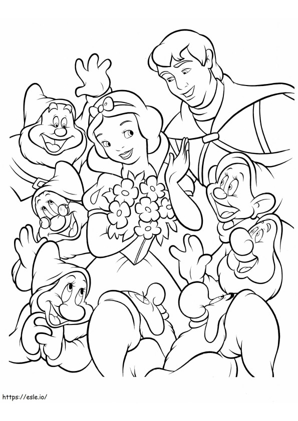 Snow White The Prince And The Seven Dwarfs coloring page