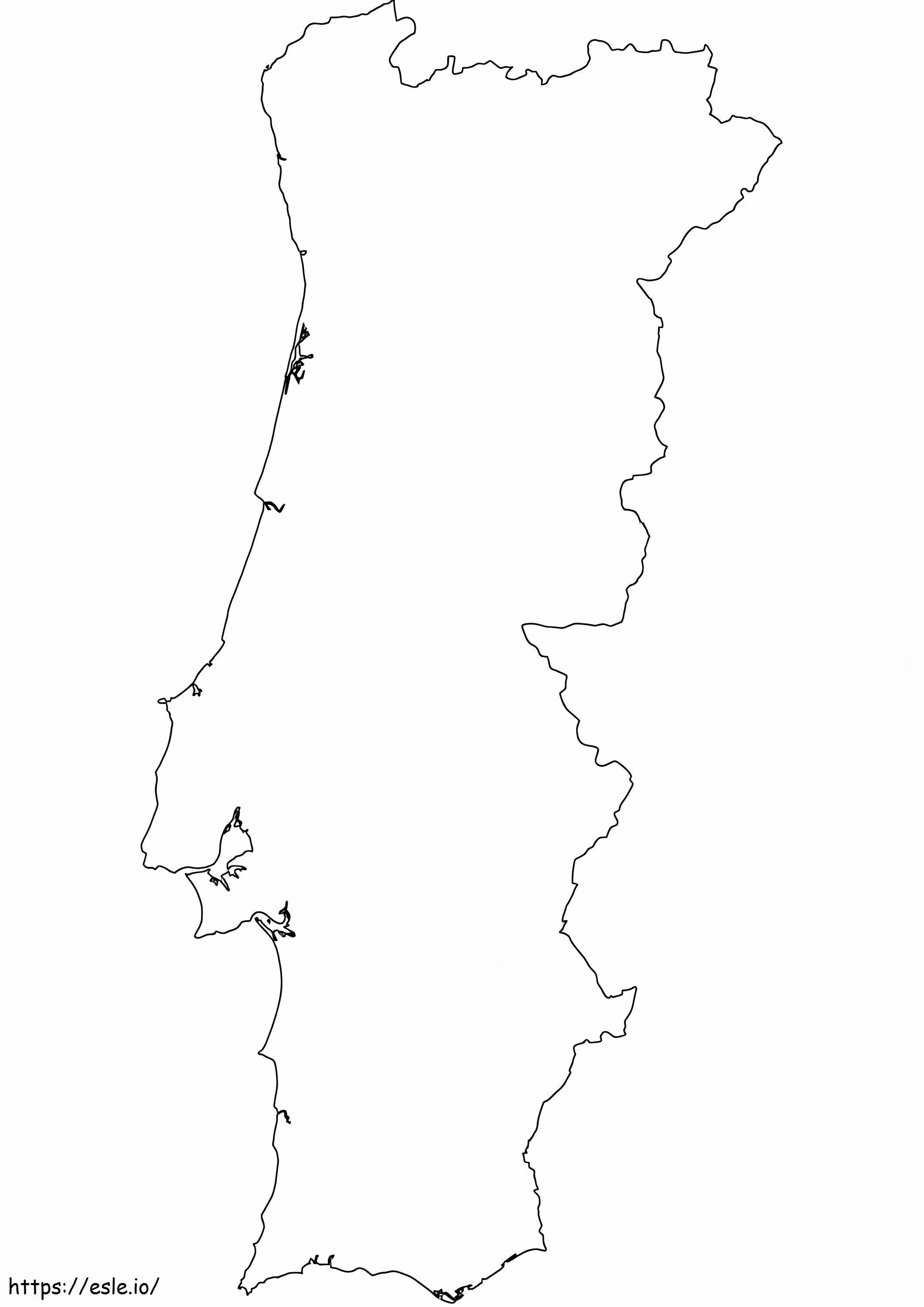 Mapa de Portugal 1 para colorir