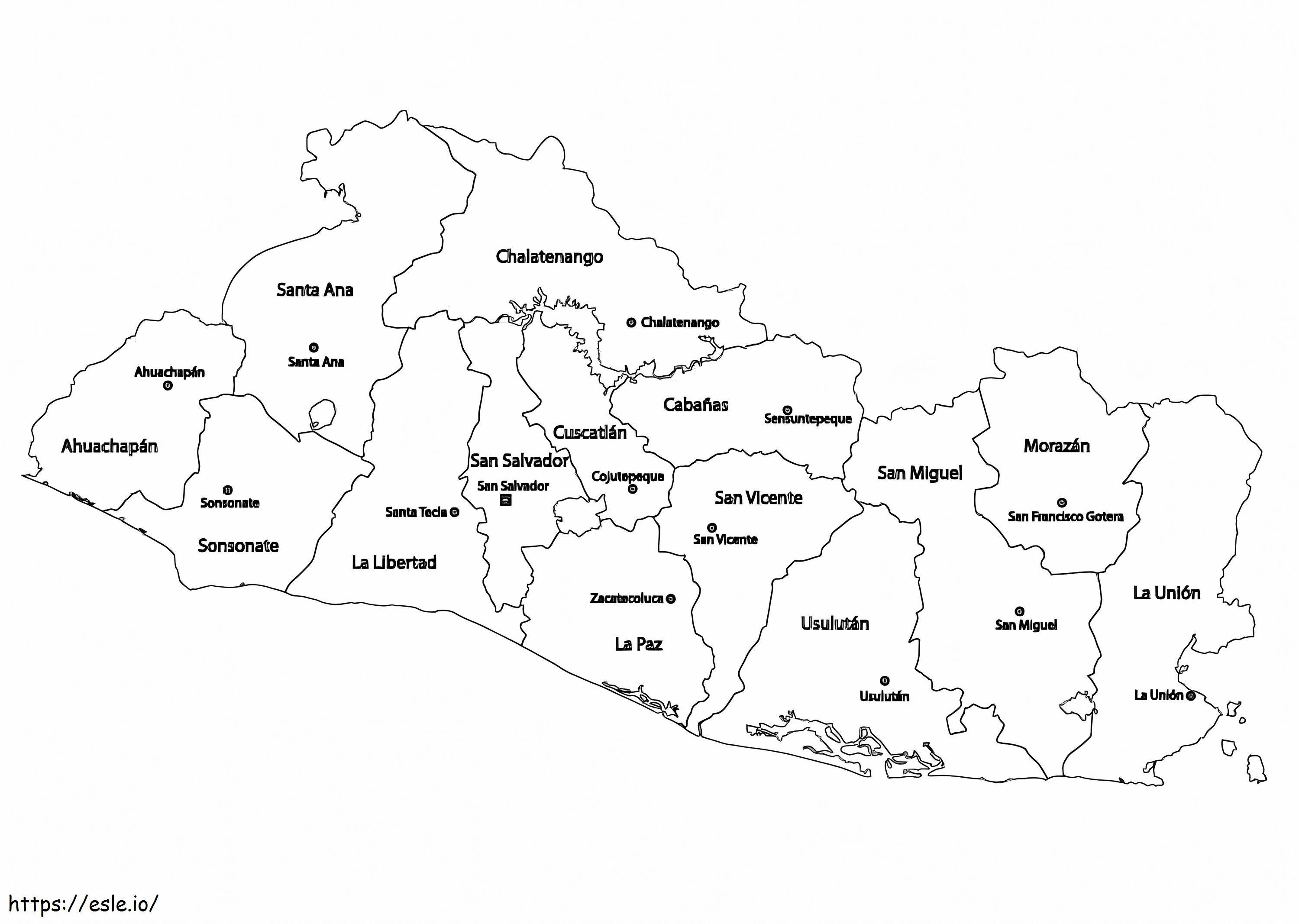 Karte von El Salvador ausmalbilder