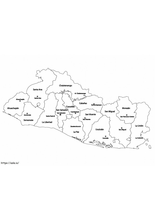 Mapa Salwadoru kolorowanka