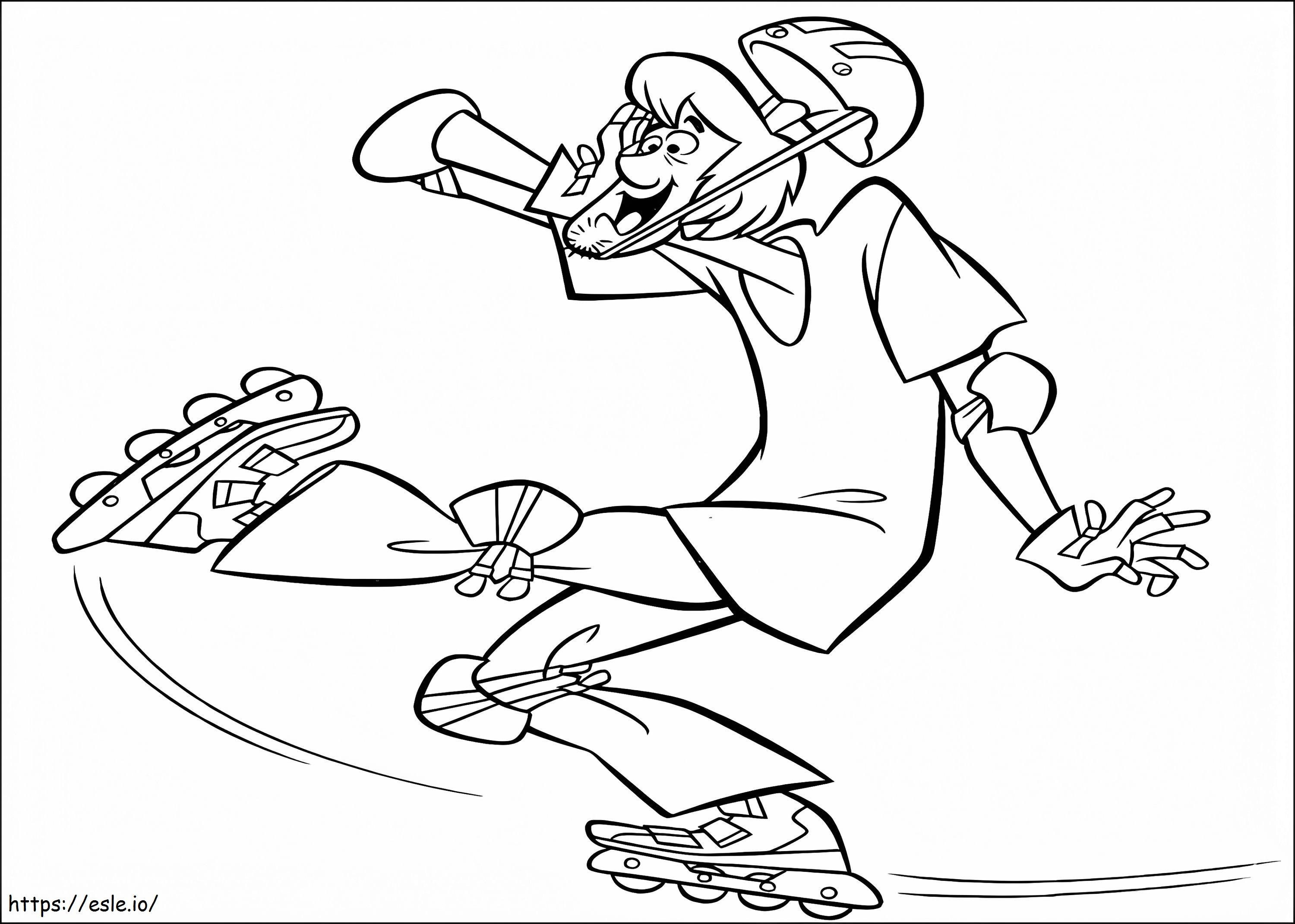Shaggy Roller Skating coloring page