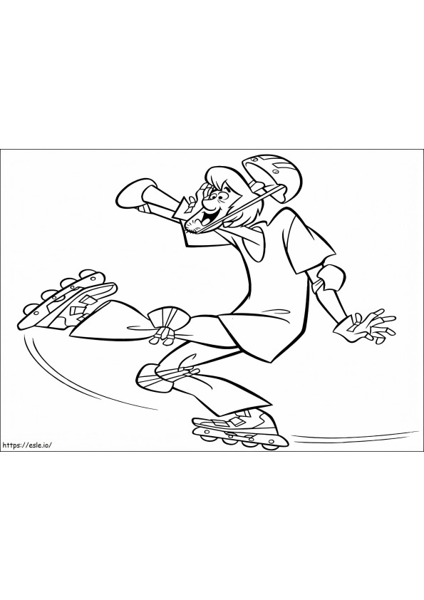 Shaggy Roller Skating coloring page
