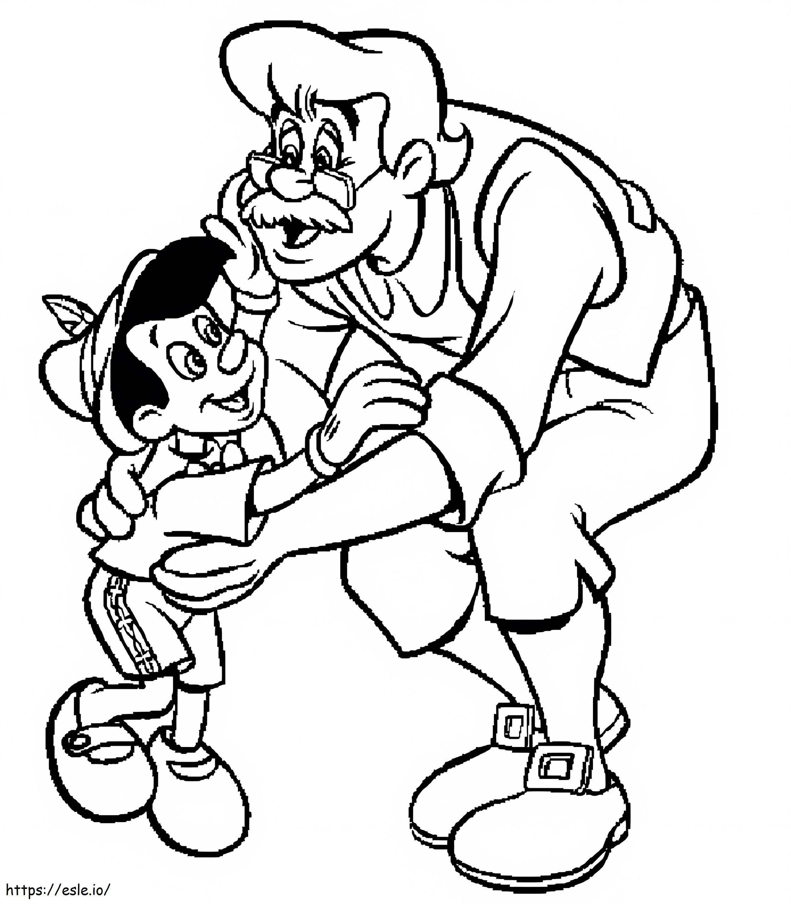 Pinocchio și bunicul de colorat