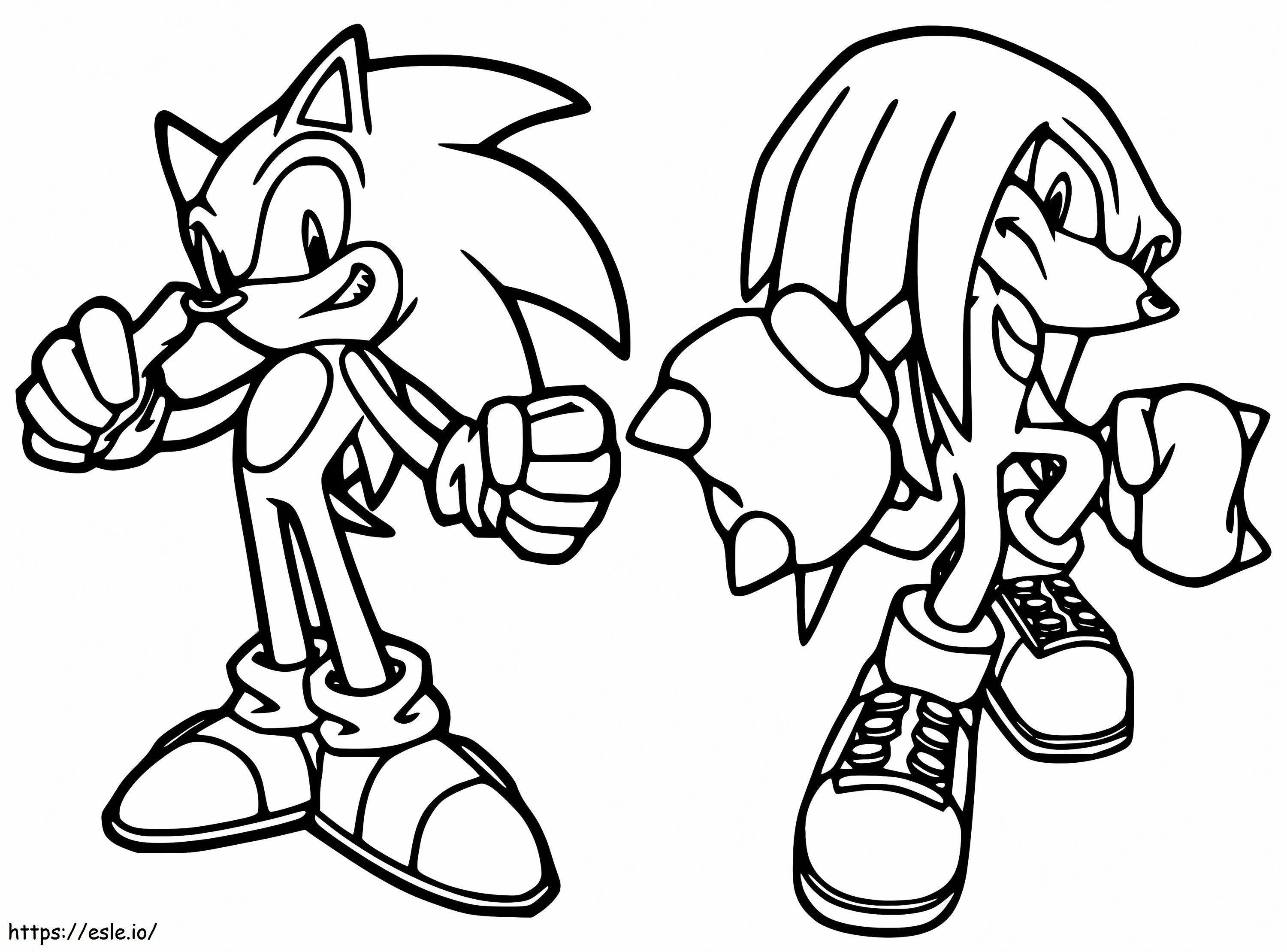 Sonic și Knuckles de colorat
