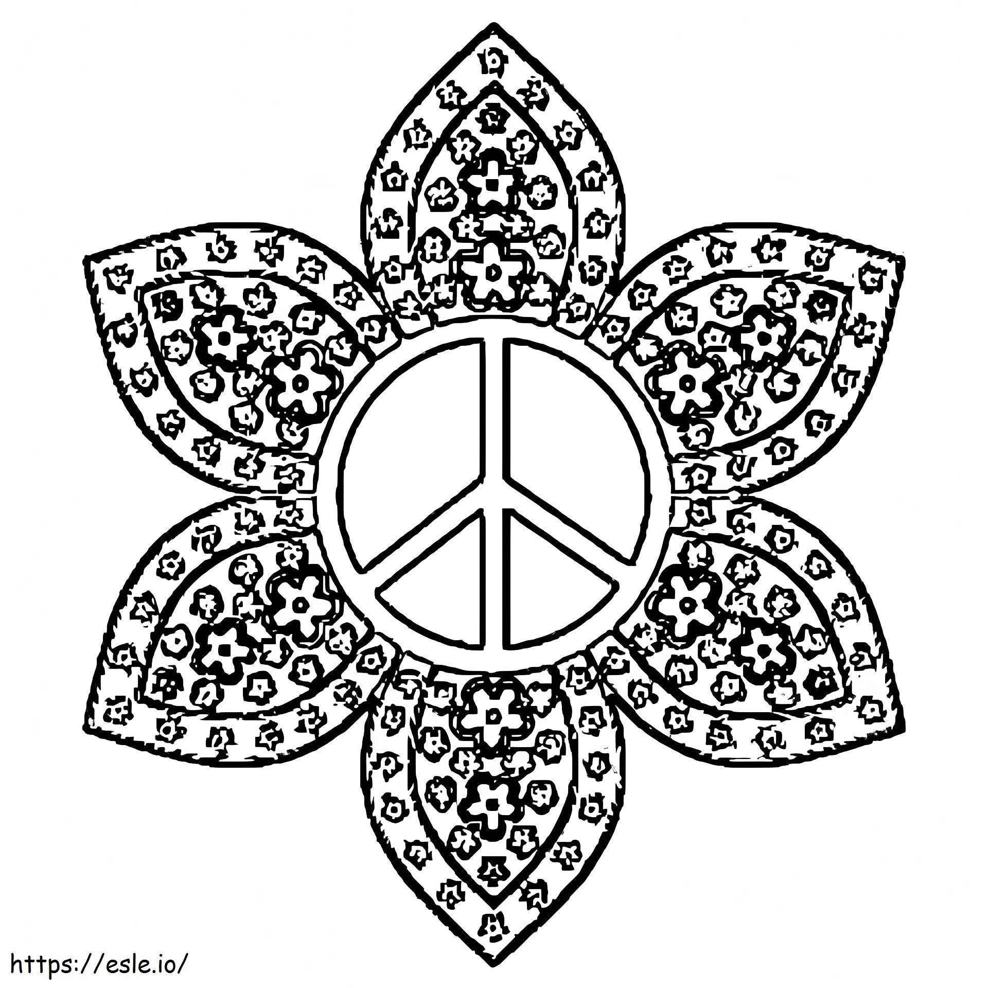 Mandala semnului păcii de colorat