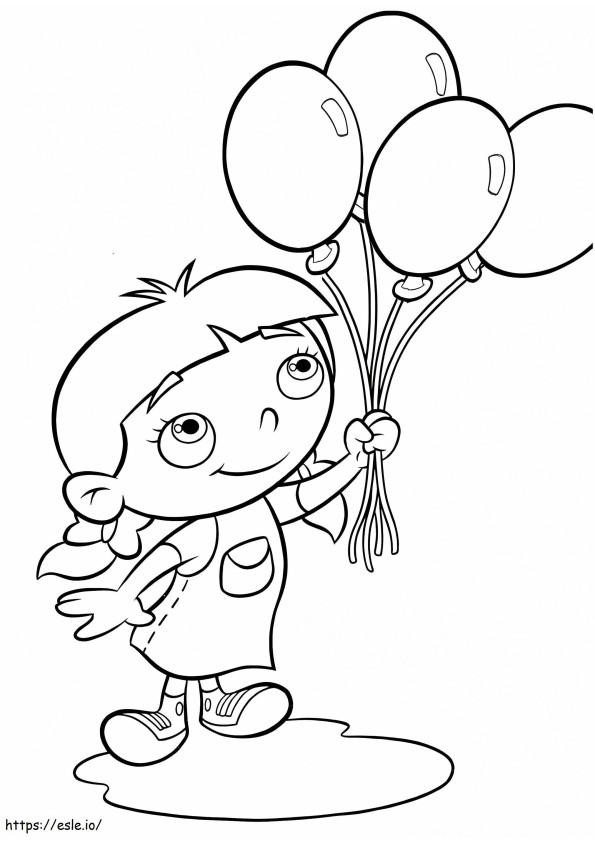 Coloriage 1536135701 Annie avec des ballons A4 à imprimer dessin