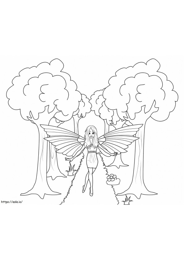 Fairy In The Forest coloring page