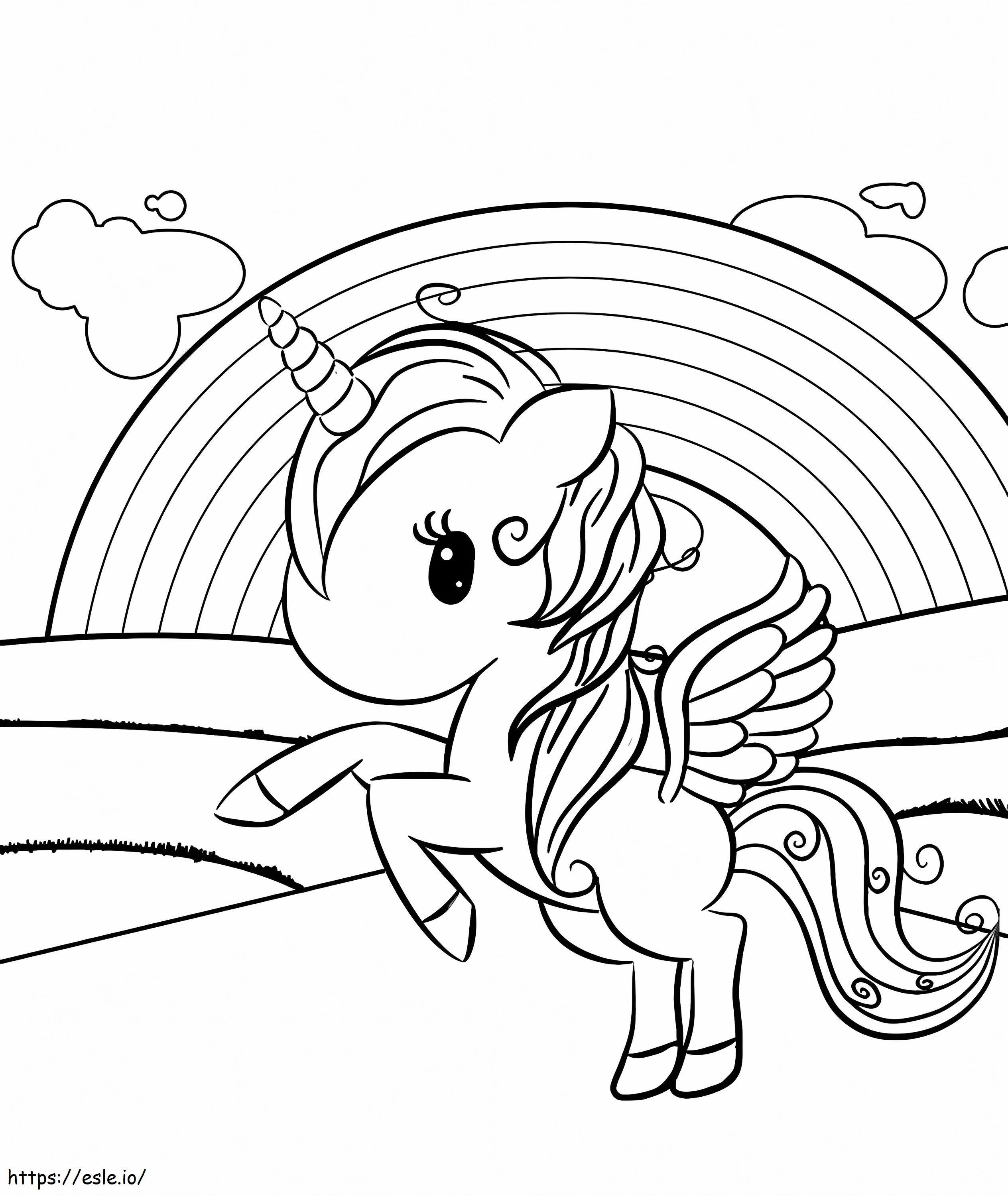 Unicorn Over The Rainbow coloring page