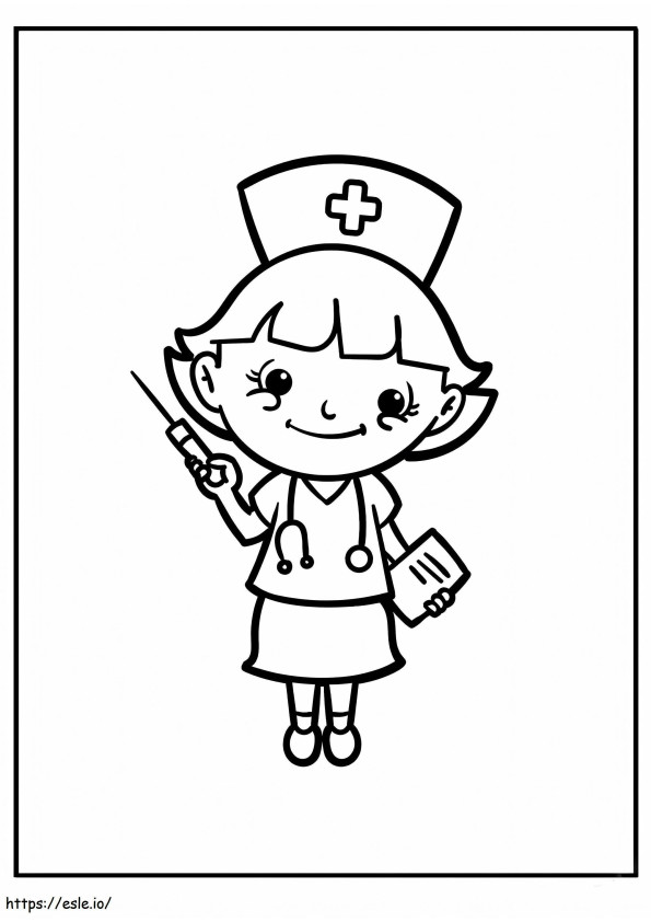 Enfermeira Chibi para colorir