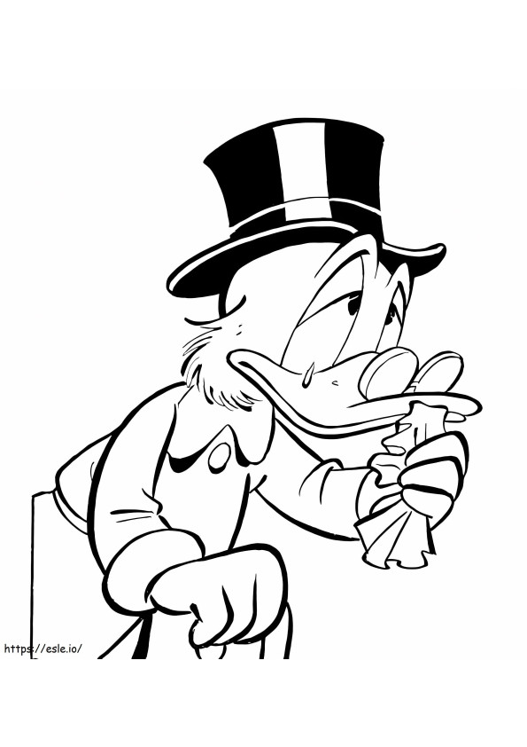 Coloriage Scrooge McDuck est triste à imprimer dessin