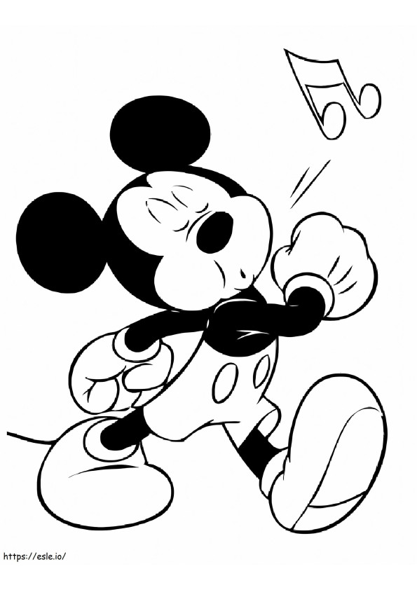 Mickey Mouse toca flauta enquanto caminha para colorir