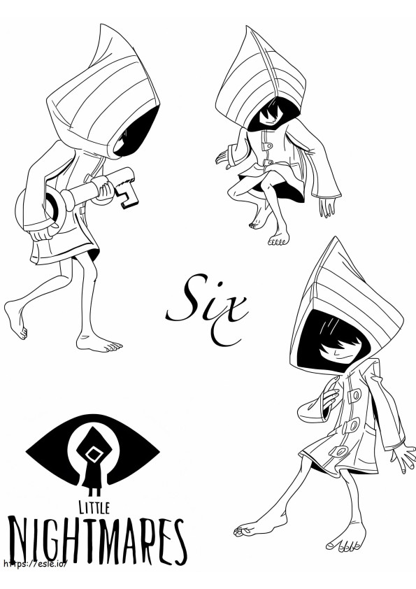 Six Little Nightmares coloring page