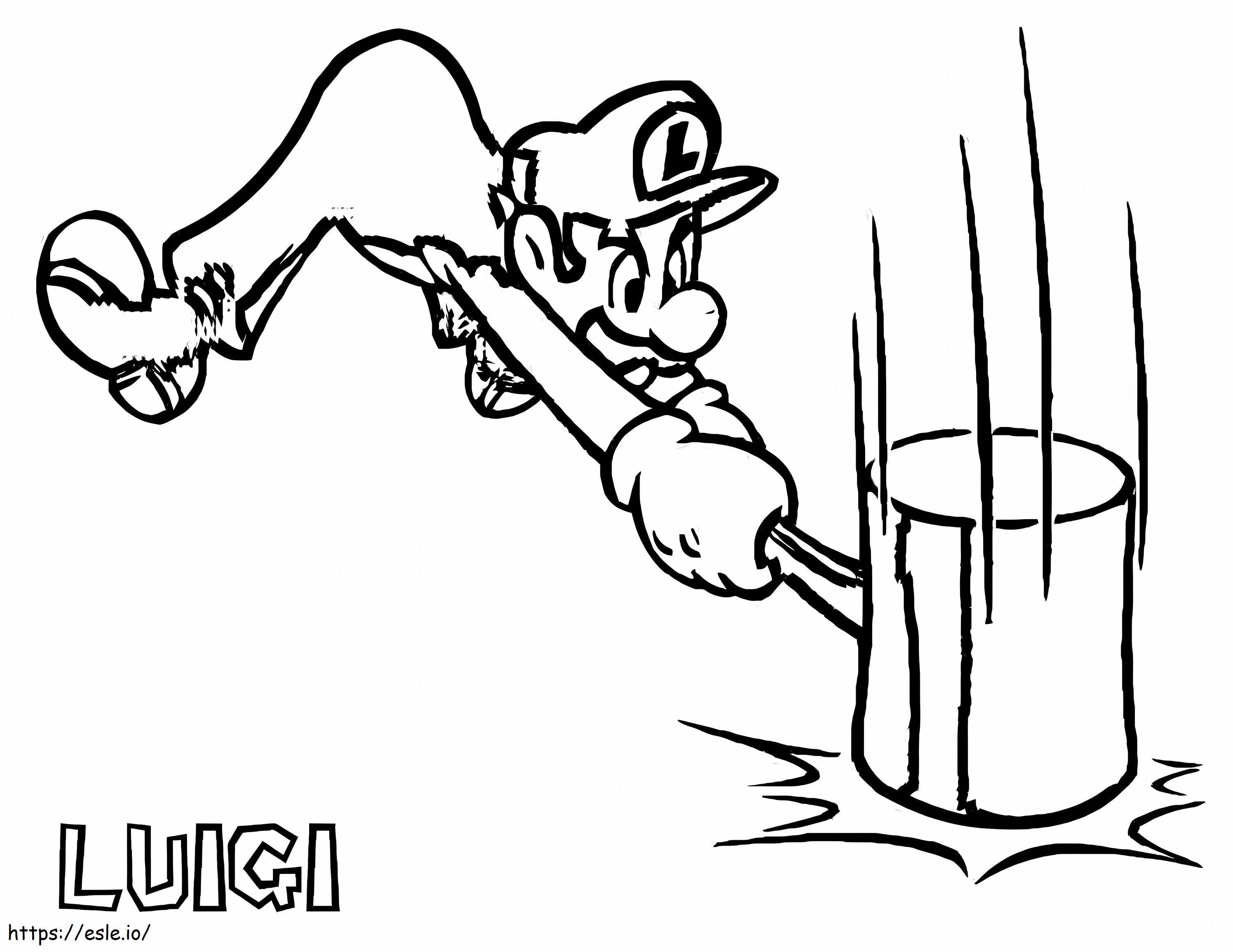 Coloriage Luigi frappant le marteau à imprimer dessin