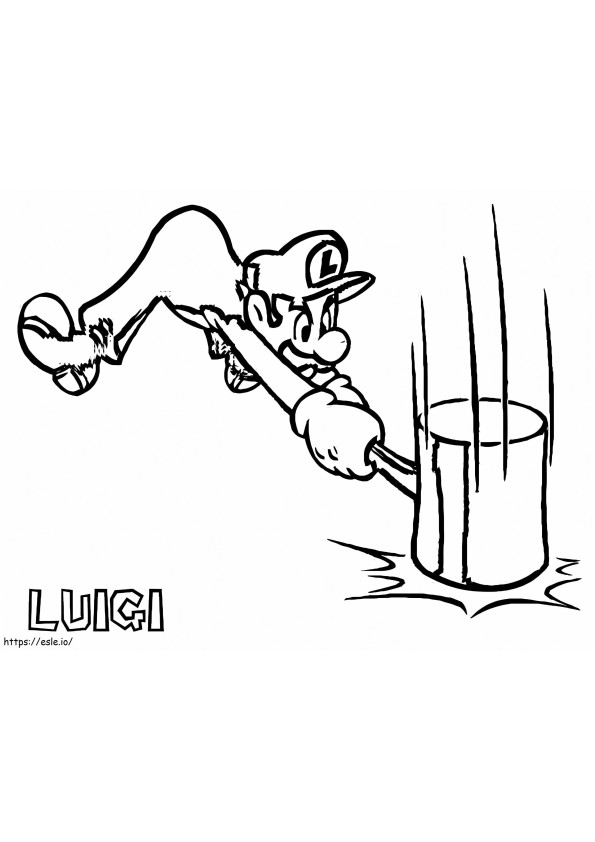 Luigi golpeando el martillo para colorear