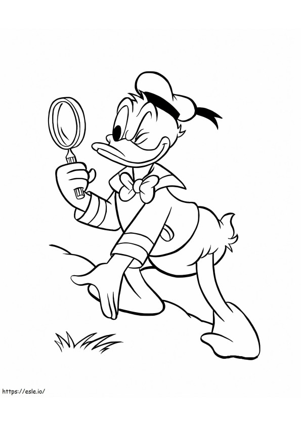 Donald Duck schaut durch eine Lupe ausmalbilder
