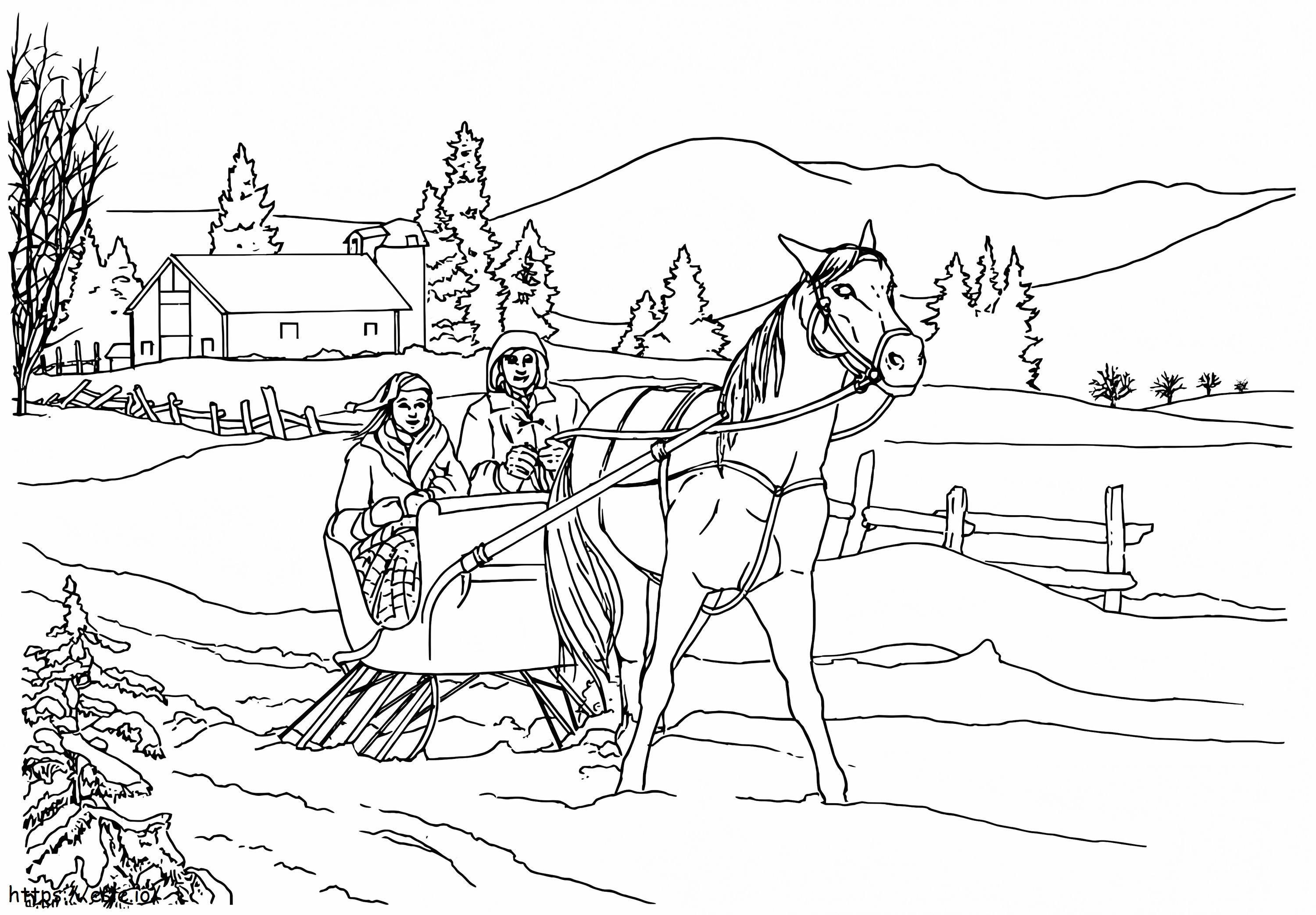 Kuda dan Kereta Luncur Gambar Mewarnai