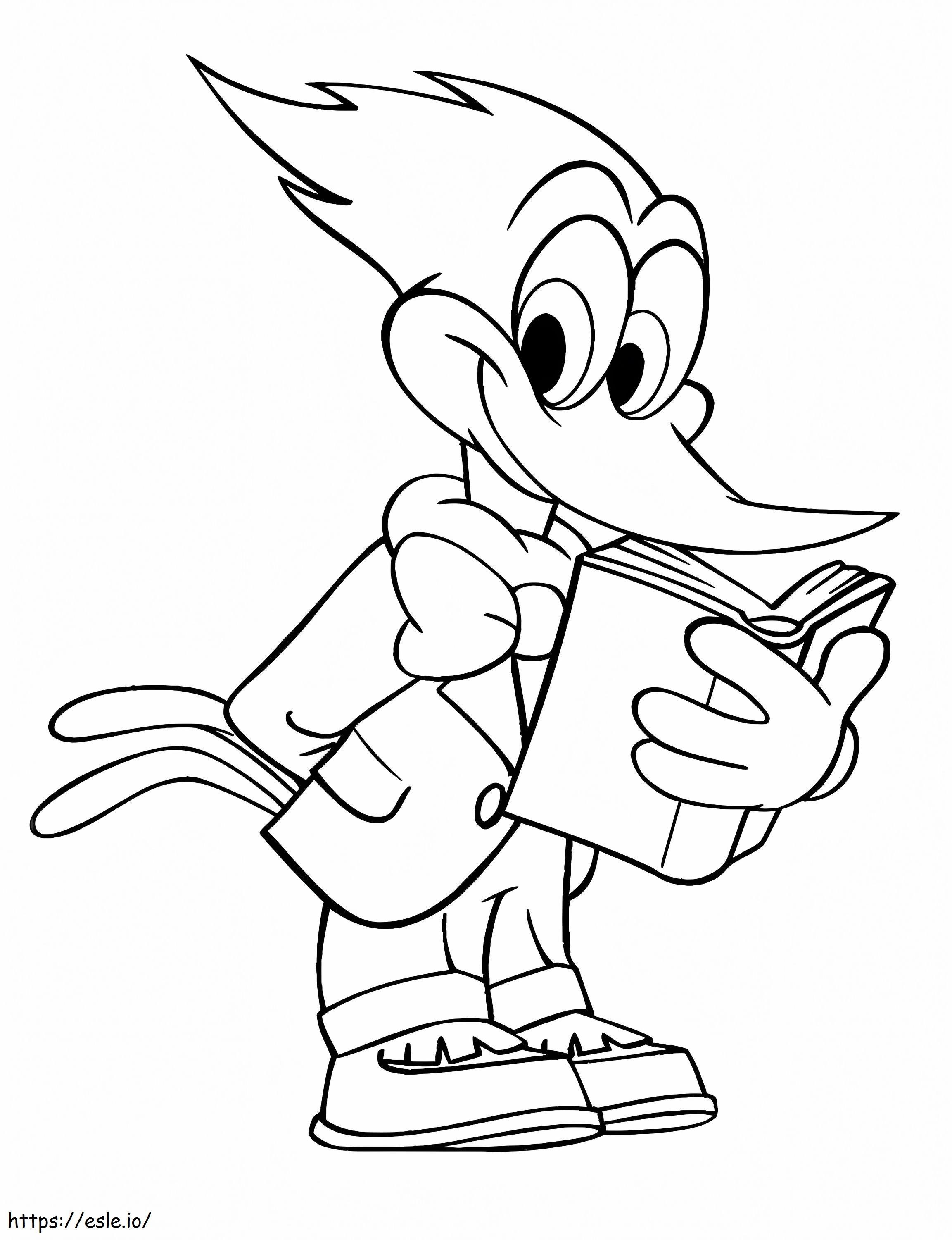 Woody Woodpeckerin lukeminen värityskuva